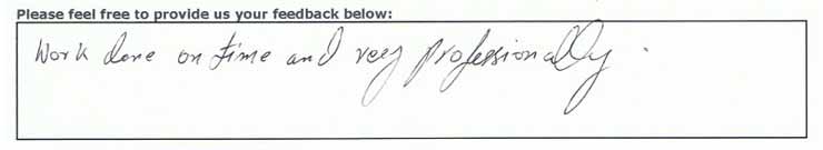 Work done on time and very professionally