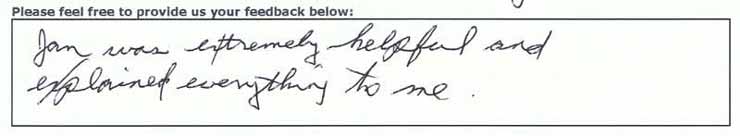 Jan was extremely helpful and explained everything to me