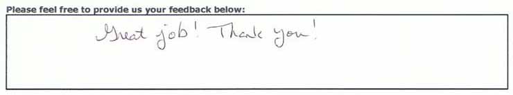 Great job! Thank you!