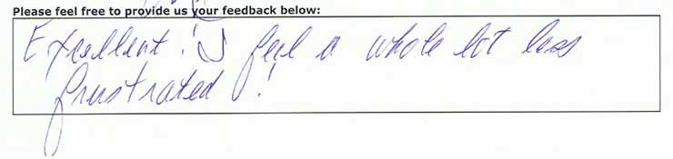 Excellent! I feel a whole lot less frustrated!